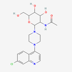 molecular formula C21H27ClN4O5 B13863320 N{2-[4-(7-chloroquinolin-4-yl)piperzine-1-yl]-4,5-dihydroxy-6-(hydroxmethyl)oxan-3-yl}acetamide 