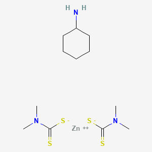 molecular formula C12H25N3S4Zn B13863332 Zinc, (cyclohexanamine)bis(dimethylcarbamodithioato-kappaS,kappaS')- CAS No. 36530-23-1
