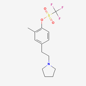 molecular formula C14H18F3NO3S B13863347 2-Methyl-4-(2-(pyrrolidin-1-yl)ethyl)phenyl trifluoromethanesulfonate 
