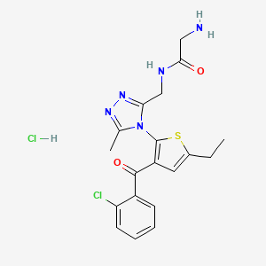 molecular formula C19H21Cl2N5O2S B13863350 2-Amino-N-((4-(3-(2-chlorobenzoyl)-5-ethylthiophen-2-yl)-5-methyl-4H-1,2,4-triazol-3-yl)methyl)acetamide Hydrochloride 