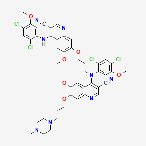 molecular formula C47H46Cl4N8O6 B13863474 7-[3-(2,4-dichloro-N-[3-cyano-6-methoxy-7-[3-(4-methylpiperazin-1-yl)propoxy]quinolin-4-yl]-5-methoxyanilino)propoxy]-4-(2,4-dichloro-5-methoxyanilino)-6-methoxyquinoline-3-carbonitrile 