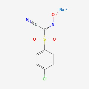 molecular formula C8H4ClN2NaO3S B13863565 sodium;1-(4-chlorophenyl)sulfonyl-N-oxidomethanimidoyl cyanide 