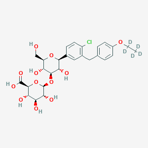 molecular formula C27H33ClO12 B13863620 (2S,3S,4S,5R,6R)-6-[(2S,3S,4R,5R,6R)-2-[4-chloro-3-[[4-(1,1,2,2,2-pentadeuterioethoxy)phenyl]methyl]phenyl]-3,5-dihydroxy-6-(hydroxymethyl)oxan-4-yl]oxy-3,4,5-trihydroxyoxane-2-carboxylic acid 
