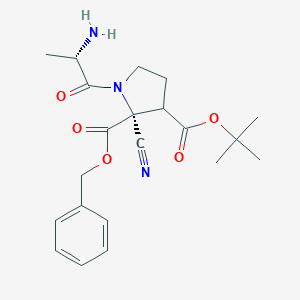 molecular formula C21H27N3O5 B138637 t-Butyloxycarbonyl-cyanoalanylproline benzyl ester CAS No. 132247-17-7