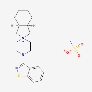 molecular formula C20H29N3O3S2 B13863781 (3aS,7aS)-4'-(Benzo[d]isothiazol-3-yl)octahydrospiro[isoindole-2,1'-piperazin]-2-ium Methanesulfonate 