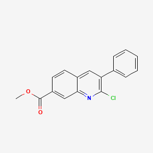 molecular formula C17H12ClNO2 B13863817 Methyl 2-chloro-3-phenylquinoline-7-carboxylate 