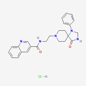 molecular formula C25H28ClN5O2 B13863867 n[2-(4-Oxo-1-phenyl-1,3,8-triazaspiro[4.5]decan-8-yl)ethyl]quinoline-3-carboxamide hydrochloride 