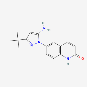 molecular formula C16H18N4O B13863875 6-(5-amino-3-tert-butylpyrazol-1-yl)-1H-quinolin-2-one 