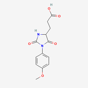 molecular formula C13H14N2O5 B1386390 3-[1-(4-Methoxyphenyl)-2,5-dioxoimidazolidin-4-yl]propanoic acid CAS No. 1173293-42-9