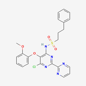 molecular formula C24H22ClN5O4S B13863909 N-[6-chloro-5-(2-methoxyphenoxy)-2-pyrimidin-2-ylpyrimidin-4-yl]-3-phenylpropane-1-sulfonamide 