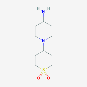 molecular formula C10H20N2O2S B1386398 4-(4-Aminopiperidin-1-yl)tetrahydro-2H-thiopyran 1,1-dioxide CAS No. 1156407-08-7