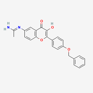 molecular formula C24H20N2O4 B13864007 N'-[3-hydroxy-4-oxo-2-(4-phenylmethoxyphenyl)chromen-6-yl]ethanimidamide 