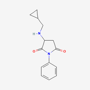 molecular formula C14H16N2O2 B1386411 3-[(Cyclopropylmethyl)amino]-1-phenylpyrrolidine-2,5-dione CAS No. 1218645-93-2