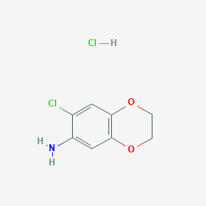 molecular formula C8H9Cl2NO2 B1386439 7-Chloro-2,3-dihydro-1,4-benzodioxin-6-amine hydrochloride CAS No. 855222-36-5