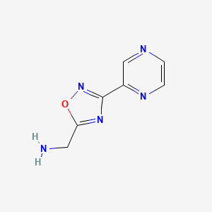 molecular formula C7H7N5O B1386451 (3-(Pyrazin-2-yl)-1,2,4-oxadiazol-5-yl)methanamine CAS No. 1157834-49-5