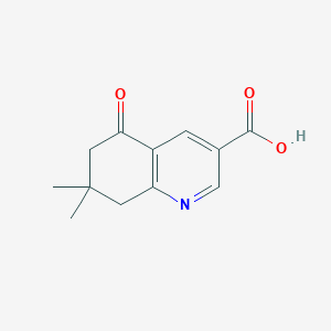molecular formula C12H13NO3 B1386498 7,7-Dimethyl-5-oxo-5,6,7,8-tetrahydroquinoline-3-carboxylic acid CAS No. 1086375-47-4