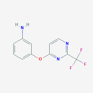 B1386504 3-{[2-(Trifluoromethyl)pyrimidin-4-yl]oxy}aniline CAS No. 1086378-43-9