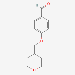 molecular formula C13H16O3 B1386505 4-(Tetrahydro-2H-pyran-4-ylmethoxy)benzaldehyde CAS No. 1086378-74-6