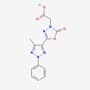 molecular formula C13H11N5O4 B1386510 [5-(5-Methyl-2-phenyl-2H-1,2,3-triazol-4-yl)-2-oxo-1,3,4-oxadiazol-3(2H)-yl]acetic acid CAS No. 1086380-56-4