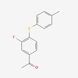 molecular formula C15H13FOS B1386539 1-{3-Fluoro-4-[(4-methylphenyl)thio]phenyl}ethanone CAS No. 1030429-30-1