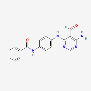 molecular formula C18H15N5O2 B13865434 N-[4-(6-Amino-5-formyl-pyrimidin-4-ylamino)-phenyl]-benzamide 