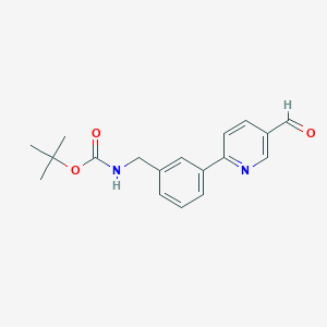 molecular formula C18H20N2O3 B13865441 tert-butyl N-[[3-(5-formylpyridin-2-yl)phenyl]methyl]carbamate 