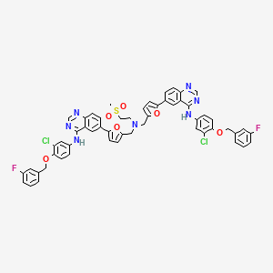 molecular formula C55H43Cl2F2N7O6S B13865494 N-{5-[4-[[3-Chloro-4-[(3-fluorophenyl)methoxy]phenyl]amino]-6-quinazolinyl]-furan-2-ylmethyl} Lapatinib 