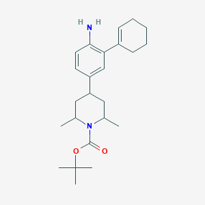 molecular formula C24H36N2O2 B13865512 Tert-butyl 4-[4-amino-3-(cyclohexen-1-yl)phenyl]-2,6-dimethylpiperidine-1-carboxylate 