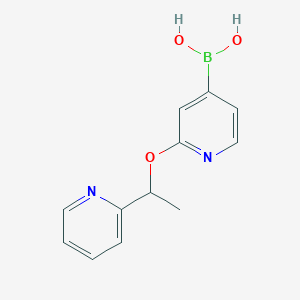 molecular formula C12H13BN2O3 B13865574 (2-(1-(Pyridin-2-yl)ethoxy)pyridin-4-yl)boronic acid 