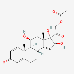 molecular formula C23H28O7 B13865622 (11beta,16alpha)-21-(Acetyloxy)-11,16,17-trihydroxypregna-1,4,14-triene-3,20-dione 