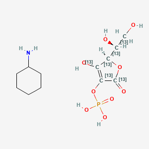 molecular formula C12H22NO9P B13865648 cyclohexanamine;[(2R)-2-[(1S)-1,2-dihydroxy(1,2-13C2)ethyl]-3-hydroxy-5-oxo-(2,3,4,5-13C4)2H-furan-4-yl] dihydrogen phosphate 