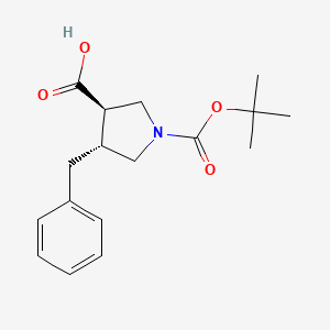 molecular formula C17H23NO4 B1386569 (3R,4R)-4-Benzyl-1-(tert-butoxycarbonyl)pyrrolidine-3-carboxylic Acid CAS No. 895240-02-5