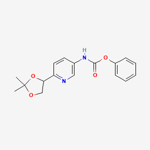 molecular formula C17H18N2O4 B13865743 Phenyl 6-(2,2-dimethyl-1,3-dioxolan-4-yl)pyridin-3-ylcarbamate 