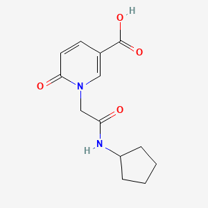 molecular formula C13H16N2O4 B1386578 1-Cyclopentylcarbamoylmethyl-6-oxo-1,6-dihydro-pyridine-3-carboxylic acid CAS No. 1036472-86-2