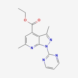 molecular formula C15H15N5O2 B13865885 Ethyl 3,6-dimethyl-1-pyrimidin-2-ylpyrazolo[3,4-b]pyridine-4-carboxylate 