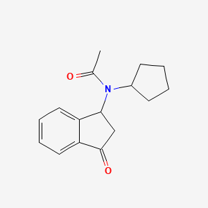 molecular formula C16H19NO2 B13865939 N-cyclopentyl-N-(3-oxo-1,2-dihydroinden-1-yl)acetamide 