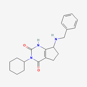 molecular formula C20H25N3O2 B13865985 7-(benzylamino)-3-cyclohexyl-6,7-dihydro-1H-cyclopenta[d]pyrimidine-2,4(3H,5H)-dione 