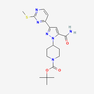 molecular formula C19H26N6O3S B13866107 Tert-butyl 4-[5-carbamoyl-3-(2-methylsulfanylpyrimidin-4-yl)pyrazol-1-yl]piperidine-1-carboxylate 