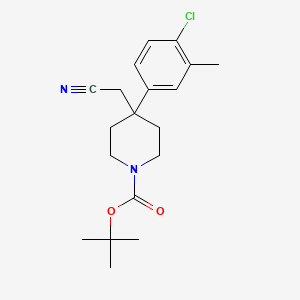 molecular formula C19H25ClN2O2 B13866217 Tert-butyl 4-(4-chloro-3-methylphenyl)-4-(cyanomethyl)piperidine-1-carboxylate 