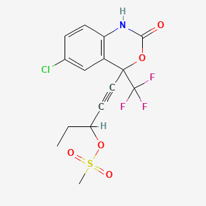molecular formula C15H13ClF3NO5S B13866442 1-(6-Chloro-2-oxo-4-(trifluoromethyl)-2,4-dihydro-1H-benzo[d][1,3]oxazin-4-yl)pent-1-yn-3-yl Methanesulfonate 