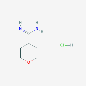 molecular formula C6H13ClN2O B1386670 Tetrahydropyran-4-carboxamidine hydrochloride CAS No. 426828-34-4