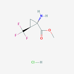 molecular formula C6H9ClF3NO2 B1386672 methyl (1S,2S)-1-amino-2-(trifluoromethyl)cyclopropane-1-carboxylate hydrochloride CAS No. 1807941-07-6