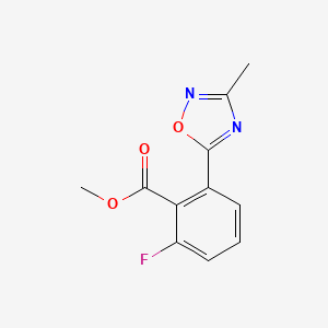 molecular formula C11H9FN2O3 B13866739 Methyl 2-fluoro-6-(3-methyl-1,2,4-oxadiazol-5-yl)benzoate 
