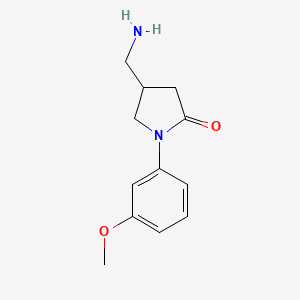 molecular formula C12H16N2O2 B1386676 4-(Aminomethyl)-1-(3-methoxyphenyl)pyrrolidin-2-one CAS No. 1082279-12-6
