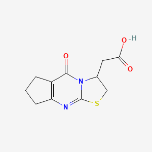 molecular formula C11H12N2O3S B1386679 (5-Oxo-2,3,5,6,7,8-hexahydrocyclopenta[d][1,3]thiazolo[3,2-a]pyrimidin-3-yl)acetic acid CAS No. 1125409-81-5