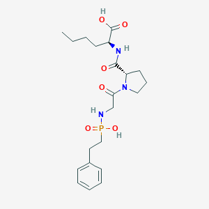 molecular formula C21H32N3O6P B138669 N-(Phenylethylphosphonyl)-glycyl-prolyl-aminohexanoic acid CAS No. 130365-59-2