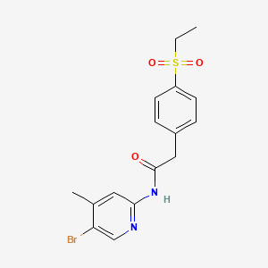 molecular formula C16H17BrN2O3S B13866912 N-(5-bromo-4-methylpyridin-2-yl)-2-(4-ethylsulfonylphenyl)acetamide 