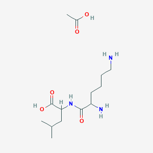 molecular formula C14H29N3O5 B13866973 Acetic acid;2-(2,6-diaminohexanoylamino)-4-methylpentanoic acid 
