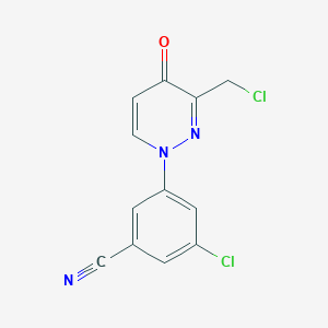molecular formula C12H7Cl2N3O B13867034 3-Chloro-5-[3-(chloromethyl)-4-oxopyridazin-1-yl]benzonitrile 