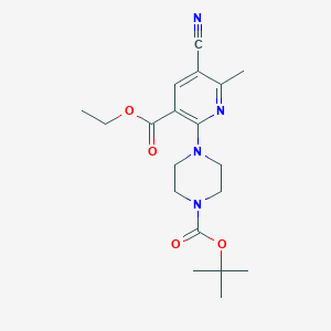 molecular formula C19H26N4O4 B13867045 Tert-butyl 4-(5-cyano-3-ethoxycarbonyl-6-methylpyridin-2-yl)piperazine-1-carboxylate 